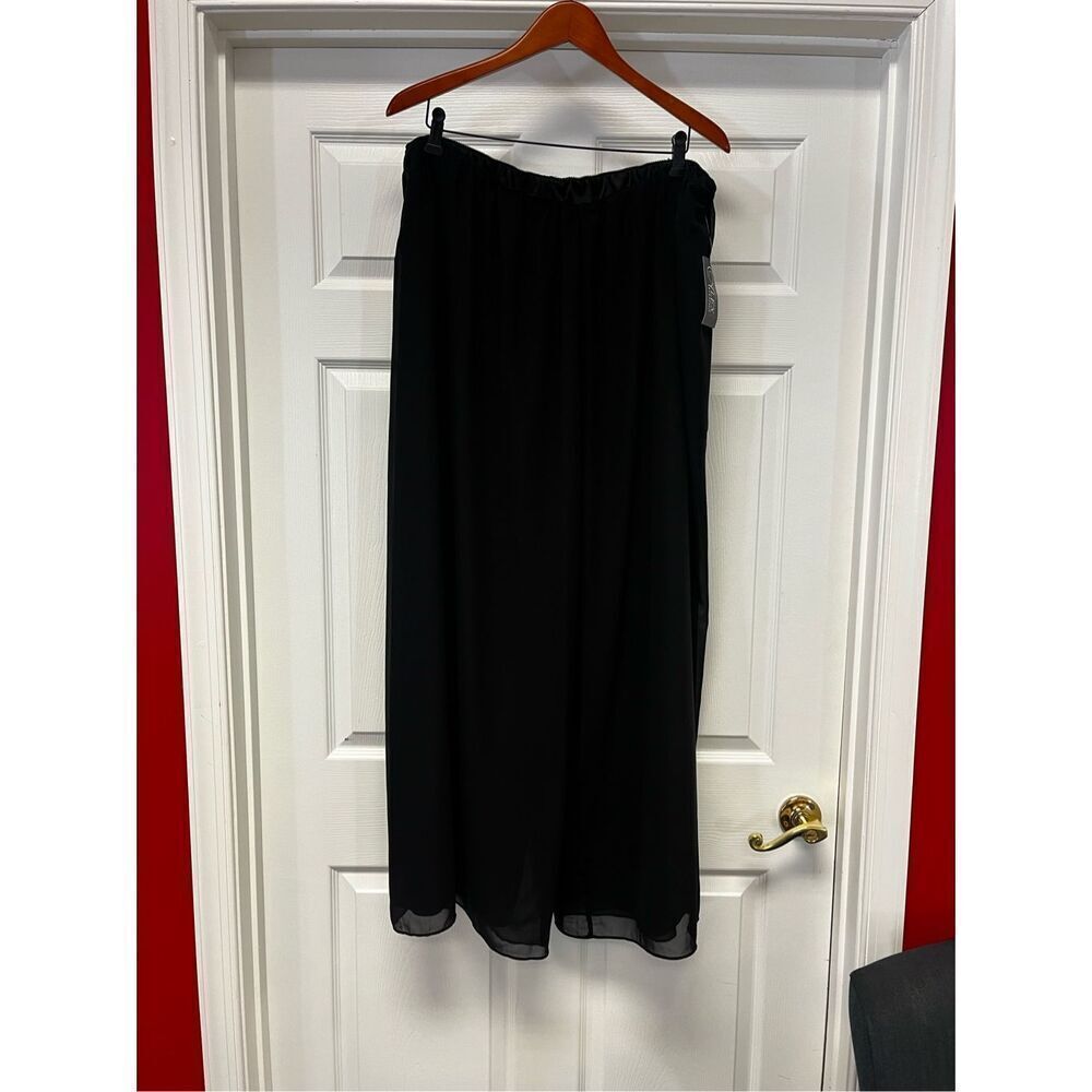Alex Evenings Black Chiffon Layers Wide Leg Formal Dressy Pant sz 3X NWT